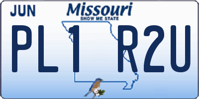 MO license plate PL1R2U