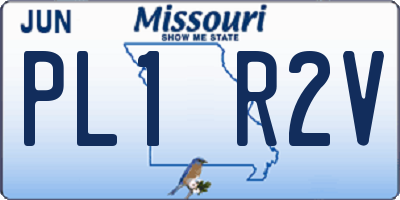 MO license plate PL1R2V