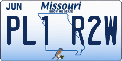 MO license plate PL1R2W