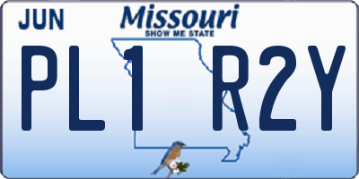 MO license plate PL1R2Y