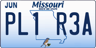 MO license plate PL1R3A