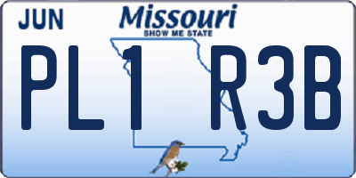 MO license plate PL1R3B