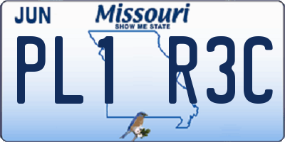 MO license plate PL1R3C