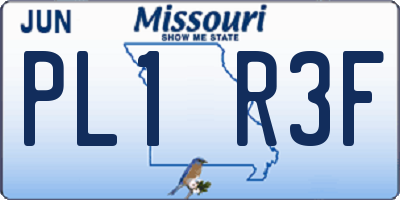 MO license plate PL1R3F