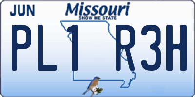 MO license plate PL1R3H