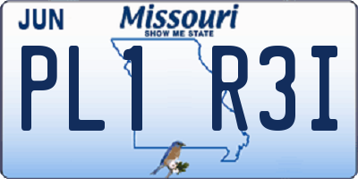 MO license plate PL1R3I
