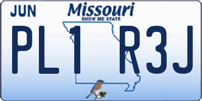 MO license plate PL1R3J