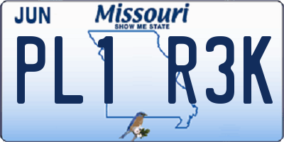 MO license plate PL1R3K