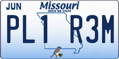MO license plate PL1R3M