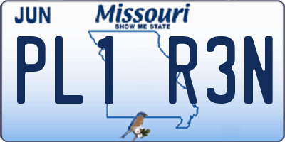 MO license plate PL1R3N
