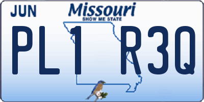 MO license plate PL1R3Q