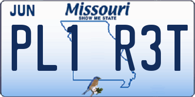 MO license plate PL1R3T