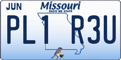 MO license plate PL1R3U