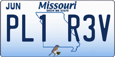 MO license plate PL1R3V