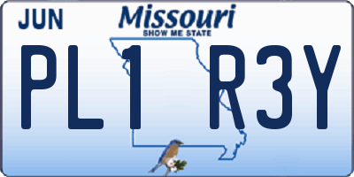 MO license plate PL1R3Y