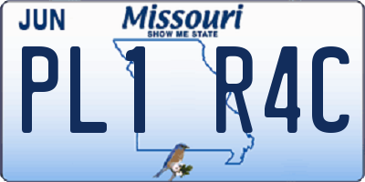 MO license plate PL1R4C