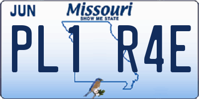 MO license plate PL1R4E