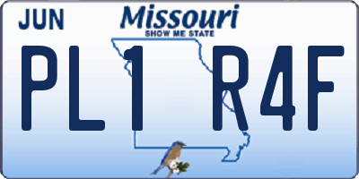 MO license plate PL1R4F