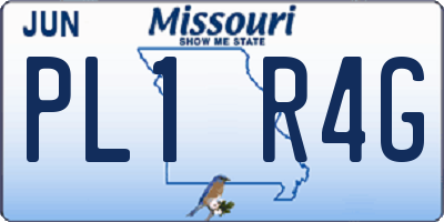 MO license plate PL1R4G