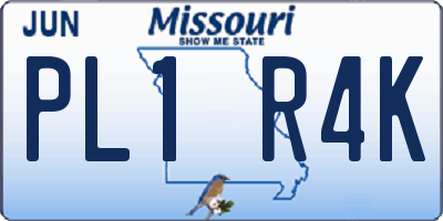 MO license plate PL1R4K