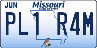 MO license plate PL1R4M