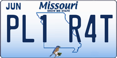 MO license plate PL1R4T
