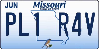 MO license plate PL1R4V