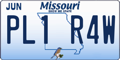MO license plate PL1R4W