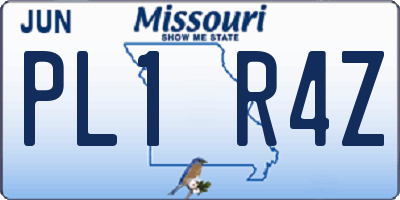 MO license plate PL1R4Z