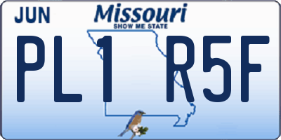 MO license plate PL1R5F