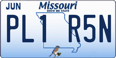 MO license plate PL1R5N