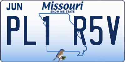 MO license plate PL1R5V