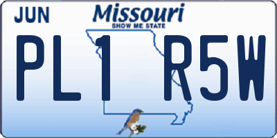 MO license plate PL1R5W