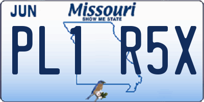 MO license plate PL1R5X