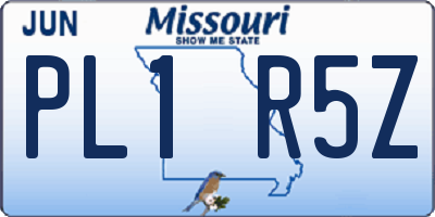 MO license plate PL1R5Z
