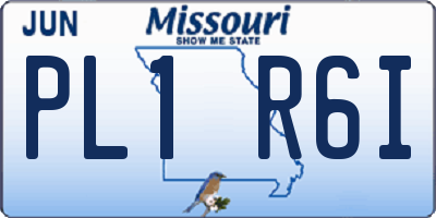MO license plate PL1R6I