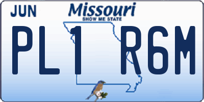 MO license plate PL1R6M