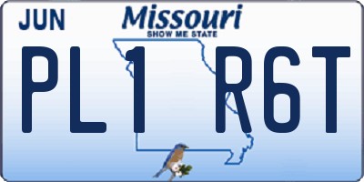 MO license plate PL1R6T