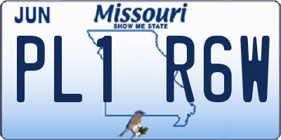 MO license plate PL1R6W