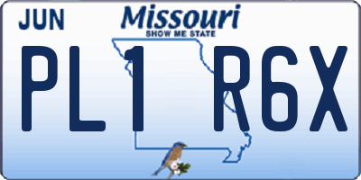 MO license plate PL1R6X