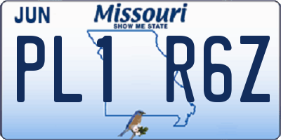MO license plate PL1R6Z