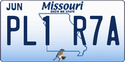 MO license plate PL1R7A