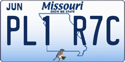 MO license plate PL1R7C