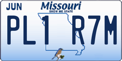 MO license plate PL1R7M