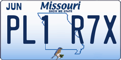 MO license plate PL1R7X