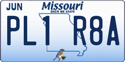MO license plate PL1R8A