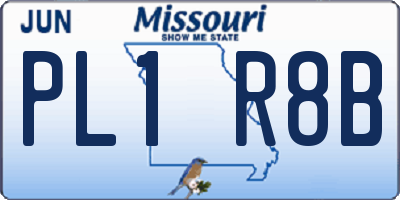 MO license plate PL1R8B