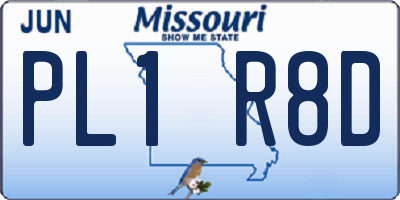 MO license plate PL1R8D