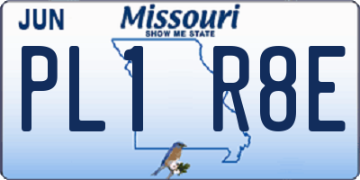 MO license plate PL1R8E