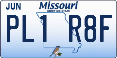 MO license plate PL1R8F